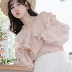 [하프클럽/]레이디 에어 긴팔 블라우스 프릴 이중 레이어 여성용
