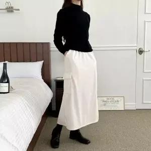 [하프클럽/]코듀로이 카고 롱 스커트 가을용 뒷트임 긴 치마