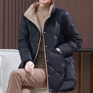 [하프클럽/]여성 경량 보온 패딩 점퍼  충전재 카라 배색 간절기 자켓 코트