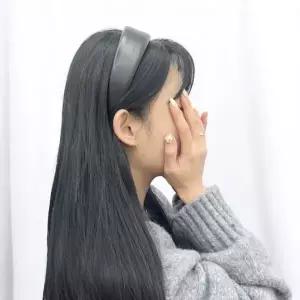 [하프클럽/]볼륨 가죽 헤어밴드 검정 두툼한 머리띠 스타일링용