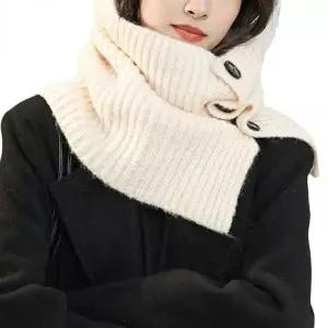 [하프클럽/]버튼 장식 니트 목도리 캐주얼 넥워머 머플러 목토시
