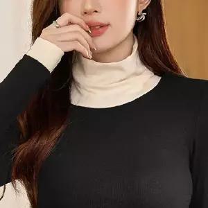 [하프클럽/]여성용 무지 터틀넥 목폴라 레이어드 페이크넥 티셔츠