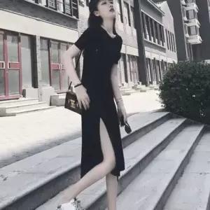 [하프클럽/]트임 반팔 루즈핏 데일리 원마일 A라인 원피스