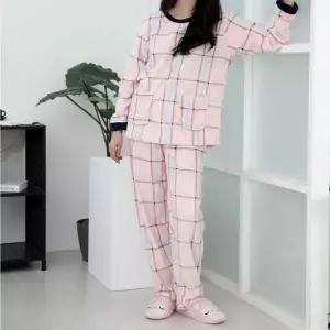 [하프클럽/]체크 패턴 극세사 잠옷 여자 수면 스타킹 덧신 명절용