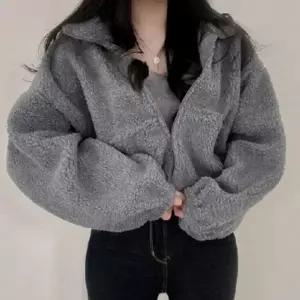[하프클럽/]여성용 크롭 짧은 뽀글이 집업 후리스 점퍼 루즈핏 아우터