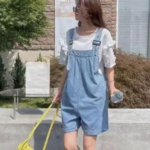 [하프클럽/]데님 멜빵 숏팬츠 캐주얼 데일리 스타일 반바지