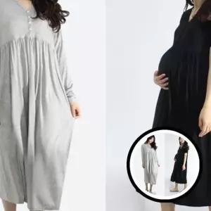 임산부 수유원피스 임산부 수유복 원피스 빅사이즈 긴팔 반팔 편안한 스타일리시 출산복 여성의류