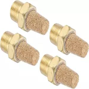 MECCANIXITY 4PCS 공압 배기 머플러 1/8인치 NPT 남성 소결 브론즈 황동 에어 라인 피팅 공구 및 산업