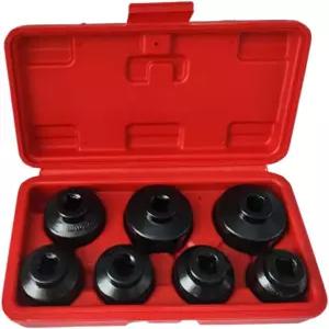 LAINLOY 7PCS 3/8인치 드라이브 오일 필터 소켓 세트 캡 렌치 제거 도구 키트에는 메르세데스 벤츠용 24 27