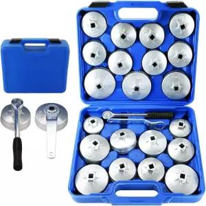 DASBET 23PCS 알루미늄 합금 컵 타입 오일 필터 캡 렌치 소켓 제거 도구 세트 1/2인치 드라이브