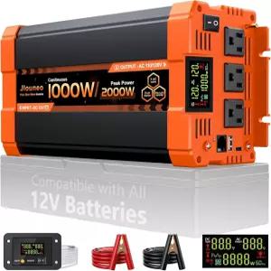 1000W 퓨어 사인 웨이브 인버터 차량 캠핑 RV 여행 홈 백업용 12V DC 110V/120V AC 자동차 파워 3개의