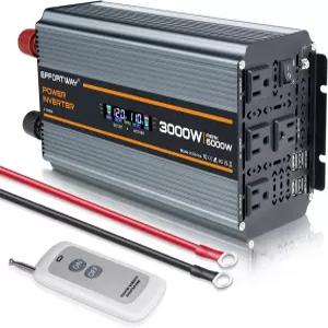 3000와트 파워 인버터 DC 12V-AC 110V/120V 컨버터 6000W 피크 LCD 디스플레이 무선 컨트롤러 콘센트 4개의