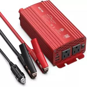 BESTEK 500W 순수 사인파 파워 인버터 DC 12V to AC 2개 콘센트 110V 차량 충전 플러그 어댑터 컨버터 4.2A