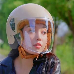 남성과  바이크 오토바이 오픈 페이스 헬멧 듀얼 렌즈 썬 바이저 실드 탑 경량 스쿠터 자전거 레트로 3/4