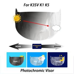 AGV K5 K3SV K1 헬멧 바이저용 적응형 변색 렌즈