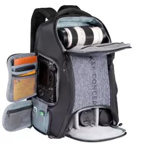 K&F 컨셉 카메라 백팩, 레인커버가 장착된 사진작가용 25L 대용량 캐논 /니콘 /소니 /DJI 매빅 드론과 호환되는 15.6인치 노트북 수납공간 25L 01-black-grey