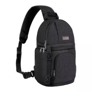 MOSISO 카메라 슬링백, DSLR / SLR 미러리스 케이스 충격 방지 사진 백팩, 삼각대 홀더 및 캐논 니콘 소니 후지, 블랙과 호환되는 탈착식 모듈식 인서트 포함 Black