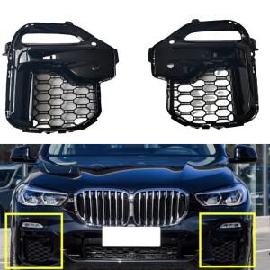 안개등 램프 커버 후드 흡기 프레임 그릴 메쉬, BMW 호환 X5 G05 2019-2023 글로스 블랙 프론트 범퍼 사이
