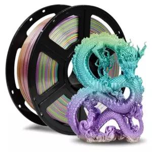 플래시포지 실크 PLA 필라멘트 1.75mm, 3D 프린터 1kg (2.2파운드) 스풀, 부드럽고 실키한 텍스처의 프린팅 필라멘트, 치수 정확도 + /- 0.02mm 1 Blue
