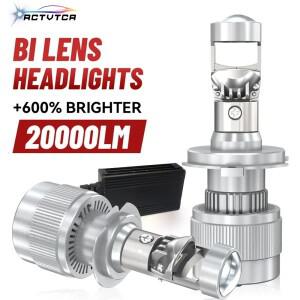 ACTVTCA H4 H7 Bi LED 프로젝터 렌즈 20000LM 180W 헤드라이트 4300K 6500K 전구 H8 H9 9005 HB3 H11 901