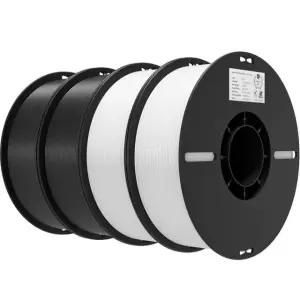 크리알리티 3D 프린터 필라멘트 1.75mm 4KG, PLA 벌크 + /- 0.02mm, 4팩 1kg 스풀(2.2파운드) 프린팅 필라멘트는 대부분의 FDM 프린터, 흰색 및 검은색