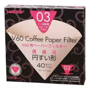 하리오 V60 페이퍼 커피 필터, 사이즈 03, 천연, 40ct 박스 Size 01 Natural 100ct