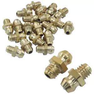 LDEXIN M6 스트레이트 유압 그리스 피팅 구색 키트, 황동 6mm x 1mm 수컷 실 굴착기용 저크 니플 노즐 피팅, 20개 M12x1 Silver