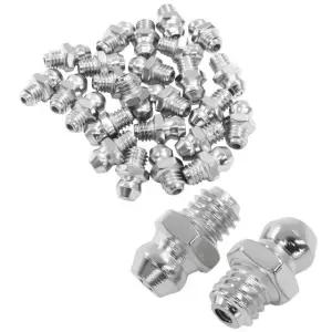 LDEXIN M6 스트레이트 유압 그리스 피팅 구색 키트, 은색 6mm x 1mm 수컷 나사산 저크 니플 노즐 피팅, 굴착기용 25Pcs M12x1 Silver