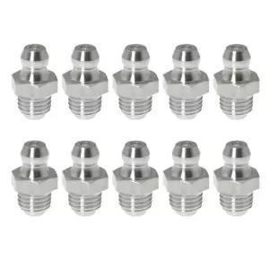 RLECS 10pcs 201 스테인리스 스틸 스트레이트 노즐 니플 M8 1mm 그리스 피팅 나사산 유압 남성 모음 키트
