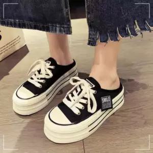 캔버스 키높이 운동화 통굽 뮬 플랫폼 스니커즈 여자 KWE4CC20
