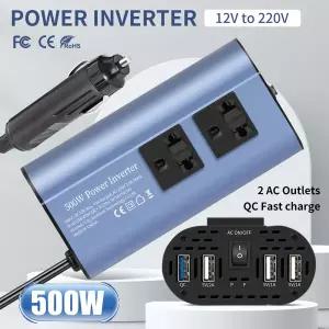 수정 웨이브 인버터 휴대용 멀티 USB 인터페이스 DC 12V-AC 220V 50HZ 인버터 500W