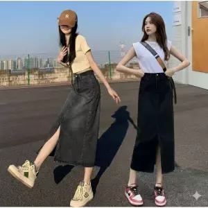 롱스커트 청치마 A라인스커트 데님 날씬해보이는