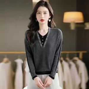 율랑팡 페이크 투피스 여친 니트 스웨터 가을옷 봄가을 가디건 브이넥 상의 HO3