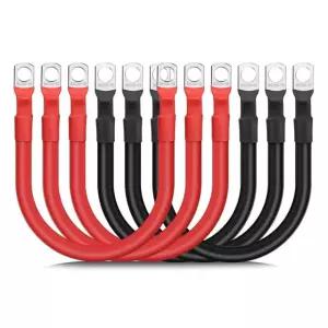 자동차 태양열 RV용 주석 도금 구리 러그 선박 배터리 인버터 케이블 세트 30CM Bla Red