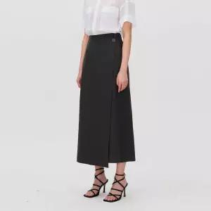 ASYMMETRICAL WRAP MIDI SKIRT1253095