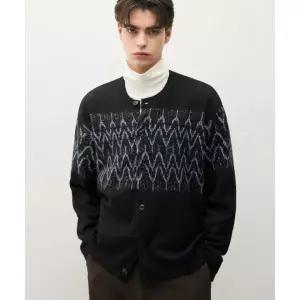 DRAW FIT 울 헤어리 노르딕 라운드 가디건 BLACK DFKN5306BK 392886