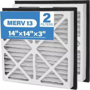 14x14x3 MERV 13 주름 공기 필터 Zephyr VGF 시리즈 전체 홈 리턴 그릴 여과 시스템 2팩 실제 크기 13-3/8