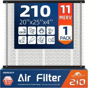 210 교체용 공기 필터 MERV 11 실제 크기 20.47 x25.6 x3.94 명목 20 x25 x4 HVAC 용광로 에이프릴에어