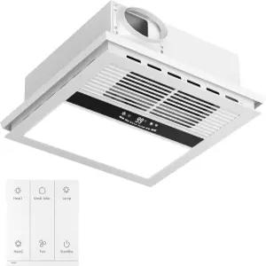 오라브리즈 4-in-1 욕실 배기 팬 히터 포함 1100W/2200W 이중 난방 220 CFM 환기 6000K 1800LM LED 조명 및
