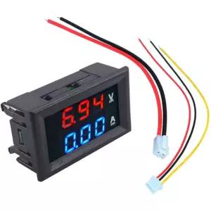 고품질 DC 100V 10A 전압계 전류계 파란색 + 빨간색 LED 앰프 미터 암페어 전압 10A Red Blue