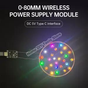 0-80mm 무선 전원 공급 장치 송신기 코일 모듈 DC 5V 5x 수신기 건담 로봇 모델 Power Supply