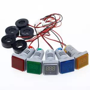 사각형 LED 디지털 전압계 및 전류계 전압 게이지 전류 측정기 AC 60-500V 0-1 Yellow Voltage Meter