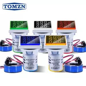 TOMZN AC 60-500V 1-100A LED 디지털 볼트미터 암페어미터 헤르츠 HZ Blue
