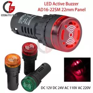 DC 12V 24V AC 110V 220V LED 액티브 버저 AD16-22SM 22mm AC 110V Green