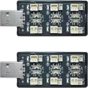 HiRCgo 2Pcs USB S LiPo 배터리 충전기 6채널 37V/420V 니 후프 EMAX 니호크 DIY 프로젝트 JSTPH20 및 2Pcs 3.7V/4.2V Charger