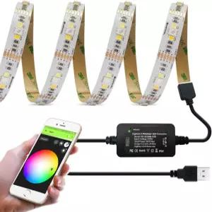 GIDERWEL 스마트 지그비 30 USB LED 스트립 라이트 RGBWW 키트 허브 브릿지 및 에코 플러스와 함께 작동하는 APP/알 6.56ft ZigBee LED Strip
