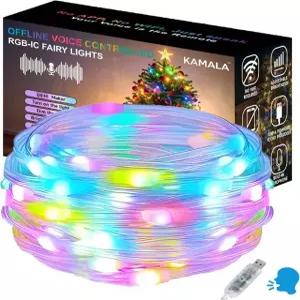 AI 스마트 색상 변경 요정 조명 328피트 RGB+IC 오프라인 음성 제어 앱 또는 WiFi 필요 없음 침실 파티 7가지 및 3가지 모드를 위한 가능한 voice control