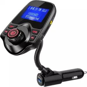 ONN 업그레이드 2026 블루투스 자동차 FM 송신기 44인치 LCD 디스플레이 넥 핸즈프리 통화 듀얼 USB 고속 충전기 SUV 및 트럭을 위한 AUX SD 지원