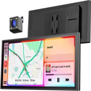 926인치 자동차용 카플레이 화면 CarPlay 및 Android Auto용 무선 휴대용 OTA 업데이트 백업 카메라 블루투스 50 미러 링크 음성 제어 GPS Black