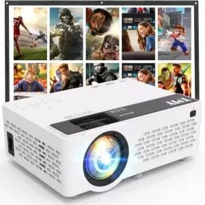 TMY 080P 풀 HD 휴대용 미니 프로젝터 블루투스 영화 TV 스틱/스마트폰/PC/게임 콘솔/HD/USB 실내 및 실외 사용 화면 지원 with Projector Screen